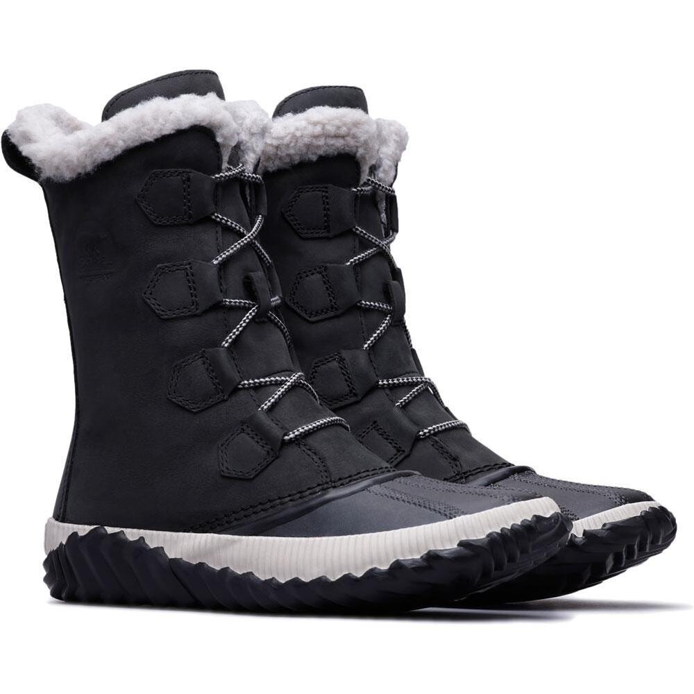 SOREL OUT N ABOUT TALL PLUS TALL Black Leather Waterproof BOOTS WOMEN Size 6 EUC